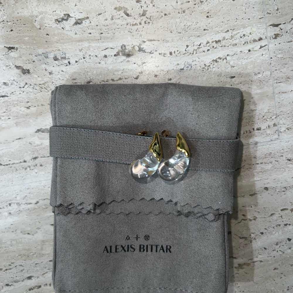 Alexis Bittar Gold and Clear Teardrop Earrings